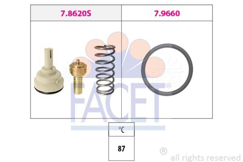 FACET Thermostat, coolant Made in Italy - OE Equivalent