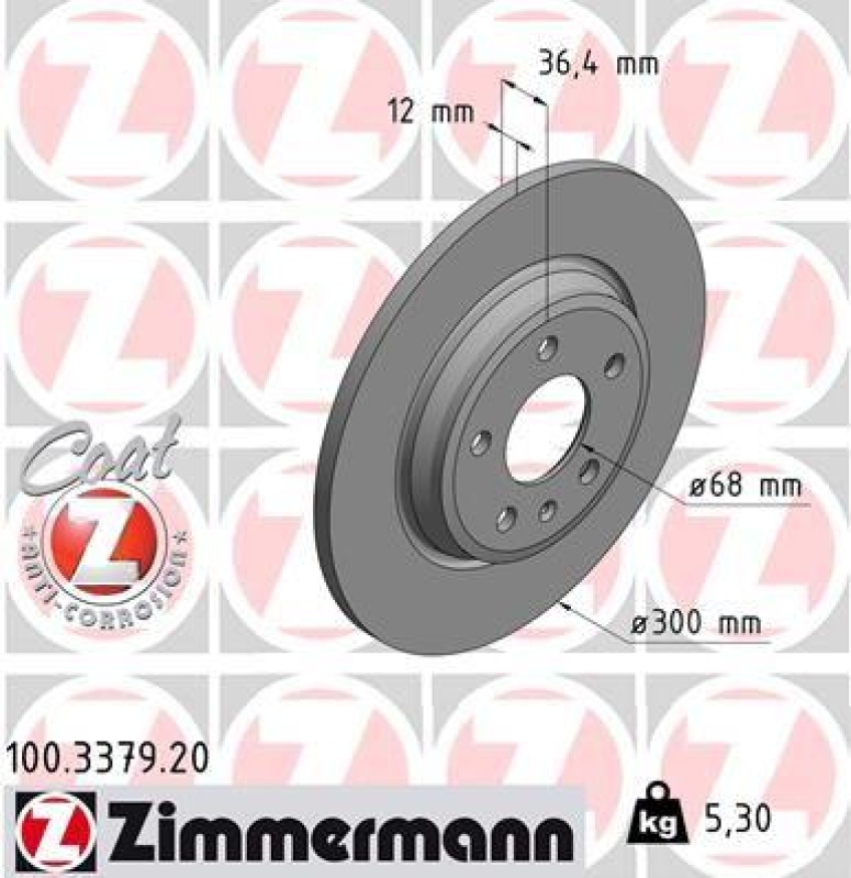 2x Zimmermann Bremsscheiben Coat Z Ø300mm Vorne passend für Audi A4 B9 8W5 40 100.3379.20
