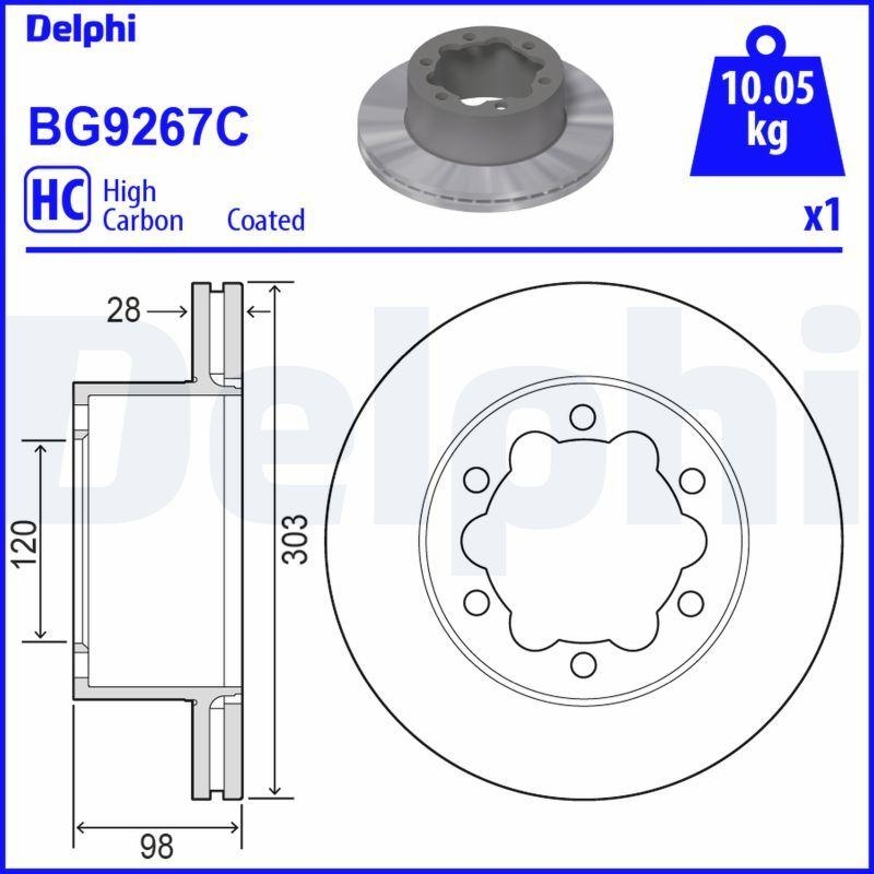 2x DELPHI Bremsscheibe BG9267C