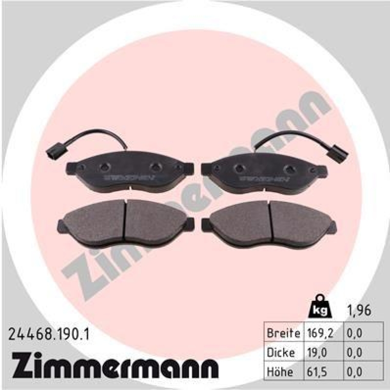 ZIMMERMANN Bremsbelagsatz, Scheibenbremse 24468.190.1