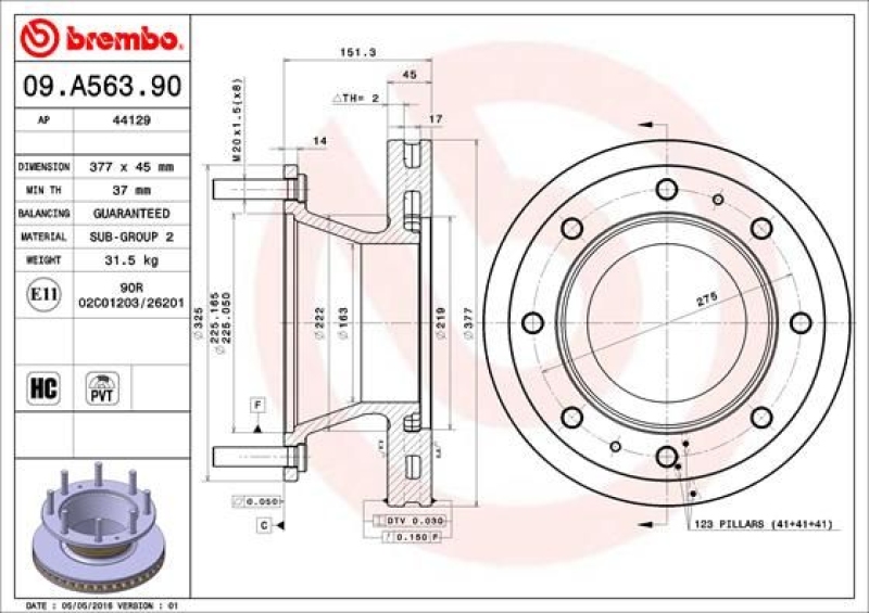 2x BREMBO Bremsscheibe PRIME LINE