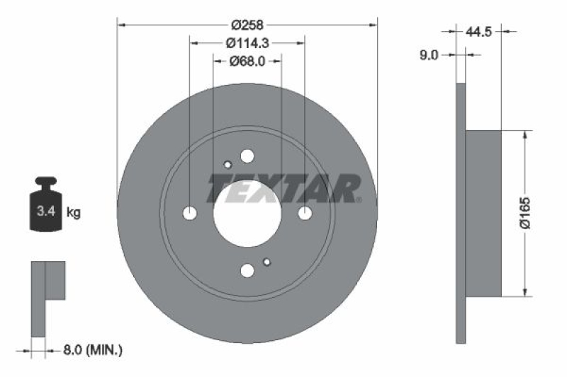 2x TEXTAR Bremsscheibe