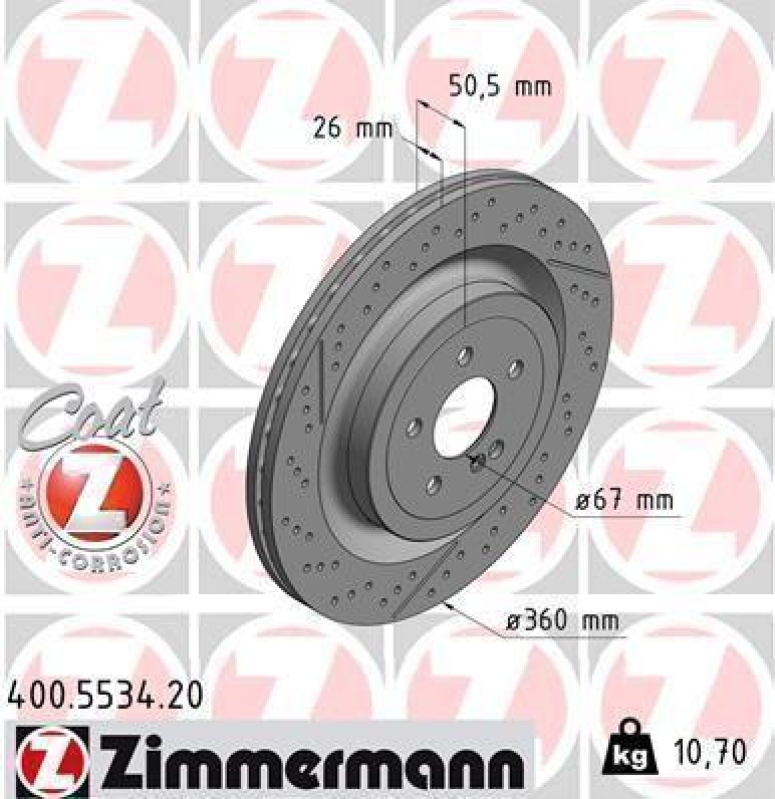 2x ZIMMERMANN Brake Disc COAT Z