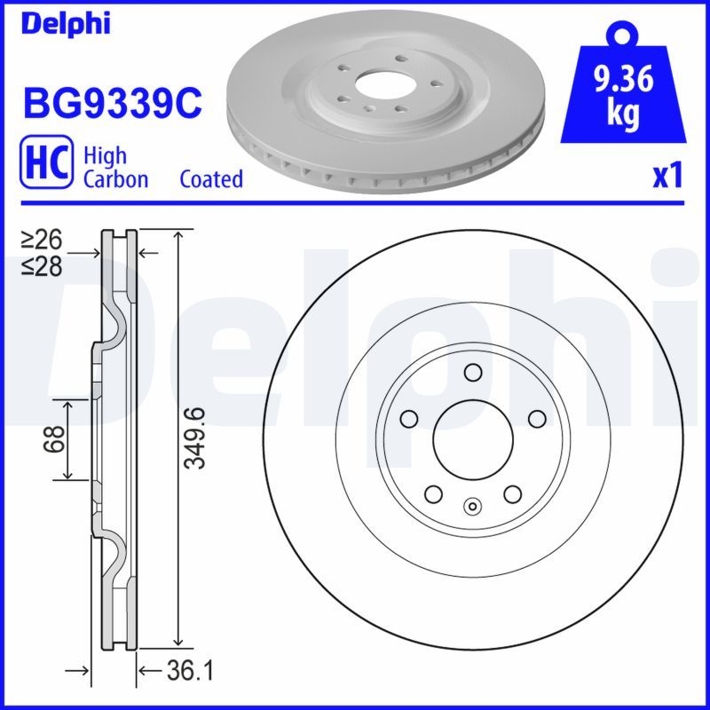 2x DELPHI Bremsscheibe BG9339C