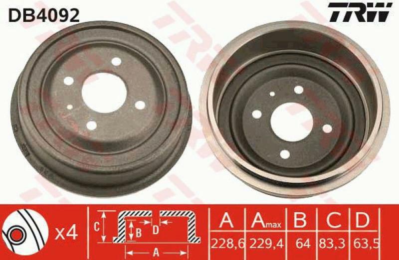 2x TRW Brake Drum