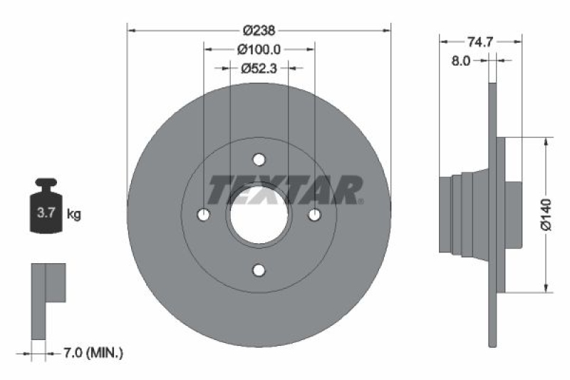 2x TEXTAR Bremsscheibe 92081200