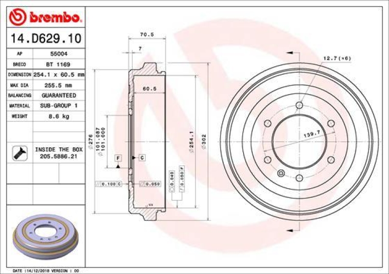 2x BREMBO Brake Drum