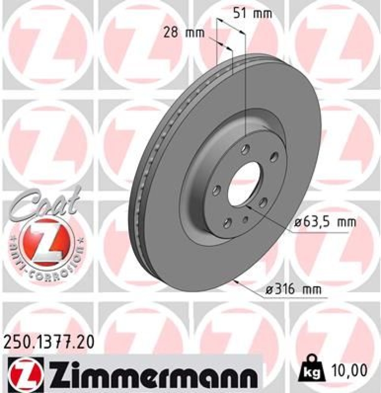 2x ZIMMERMANN Bremsscheibe COAT Z