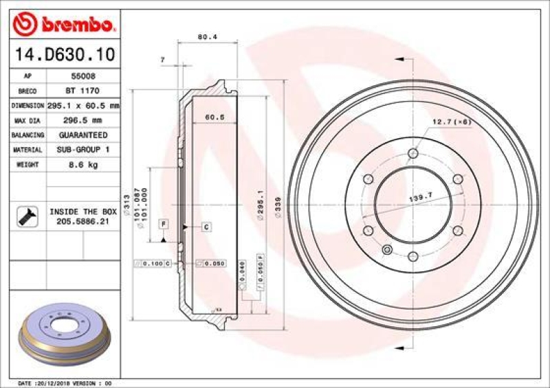 2x BREMBO Bremstrommel ESSENTIAL LINE