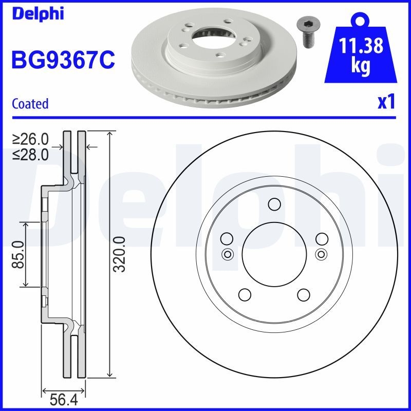 2x DELPHI Bremsscheibe BG9367C