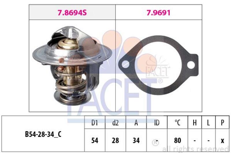 FACET Thermostat für Kühlmittel / Kühlerthermostat Made in Italy - OE Equivalent