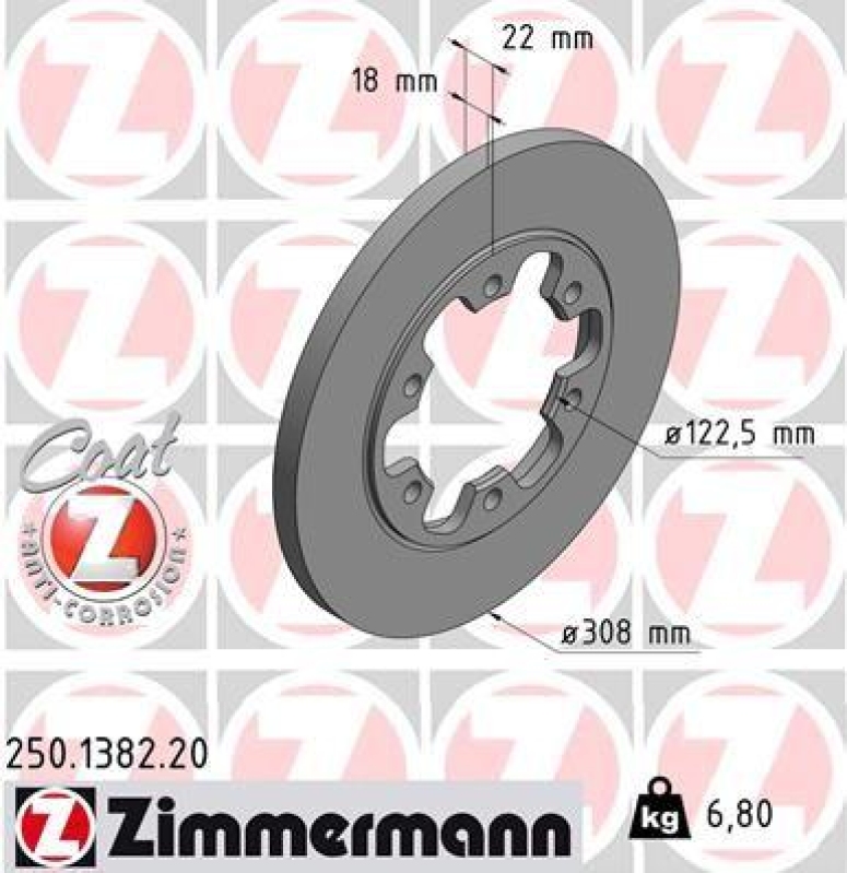 2x Zimmermann Bremsscheiben Coat Z Ø308mm Hinten passend für Ford Transit V363 250.1382.20
