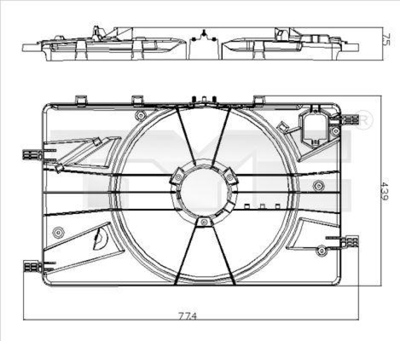 Support, cooling fan