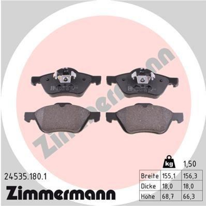 ZIMMERMANN Bremsbelagsatz, Scheibenbremse 24535.180.1
