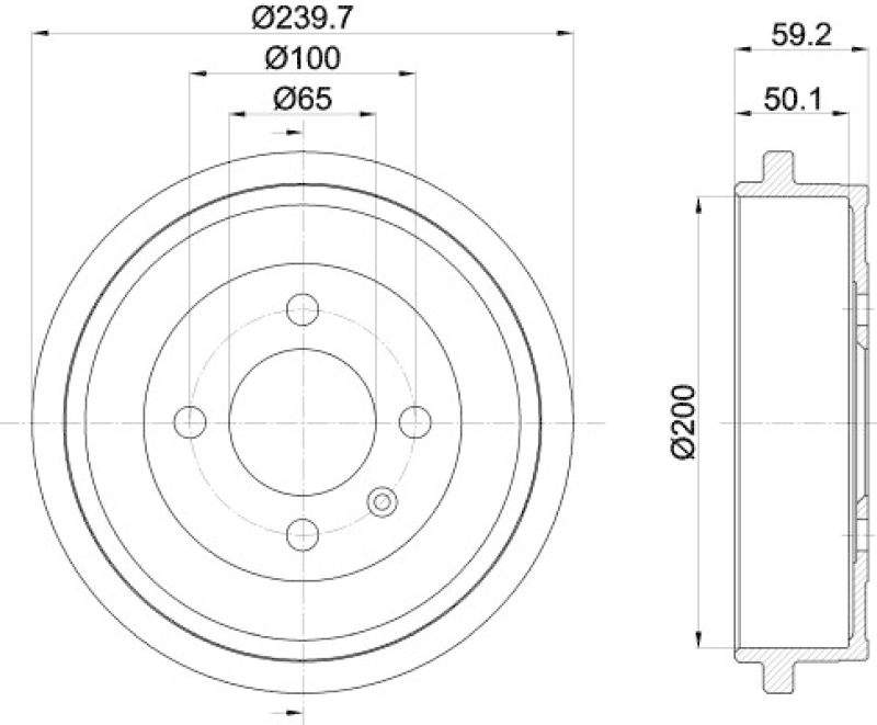 2x HELLA PAGID Brake Drum