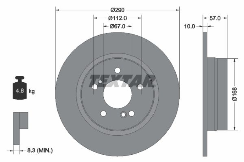 2x TEXTAR Bremsscheibe 92089000