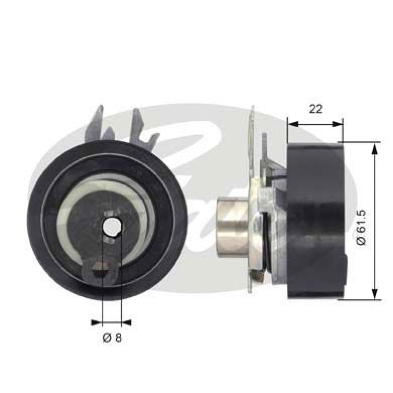 GATES Tensioner Pulley, timing belt PowerGrip®