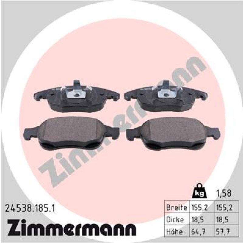 ZIMMERMANN Bremsbelagsatz, Scheibenbremse