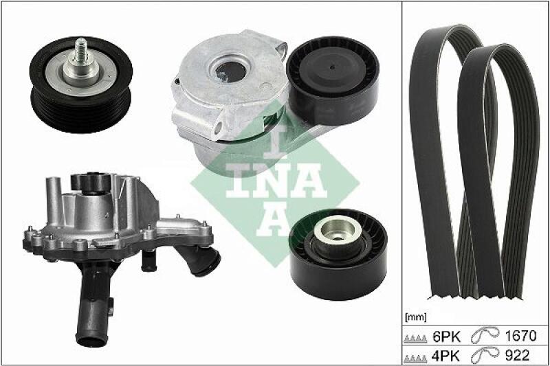 INA Water Pump + V-Ribbed Belt Set