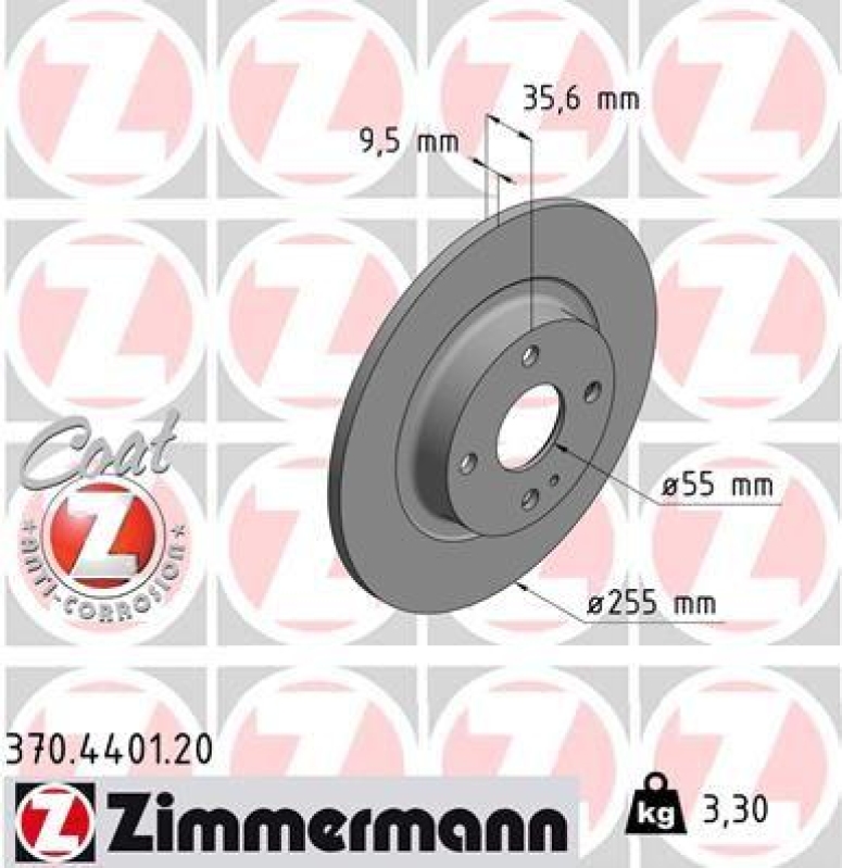 2x Zimmermann Bremsscheiben Coat Z Ø255mm Hinten passend für Mazda MX-5 4 1.5 RF 370.4401.20