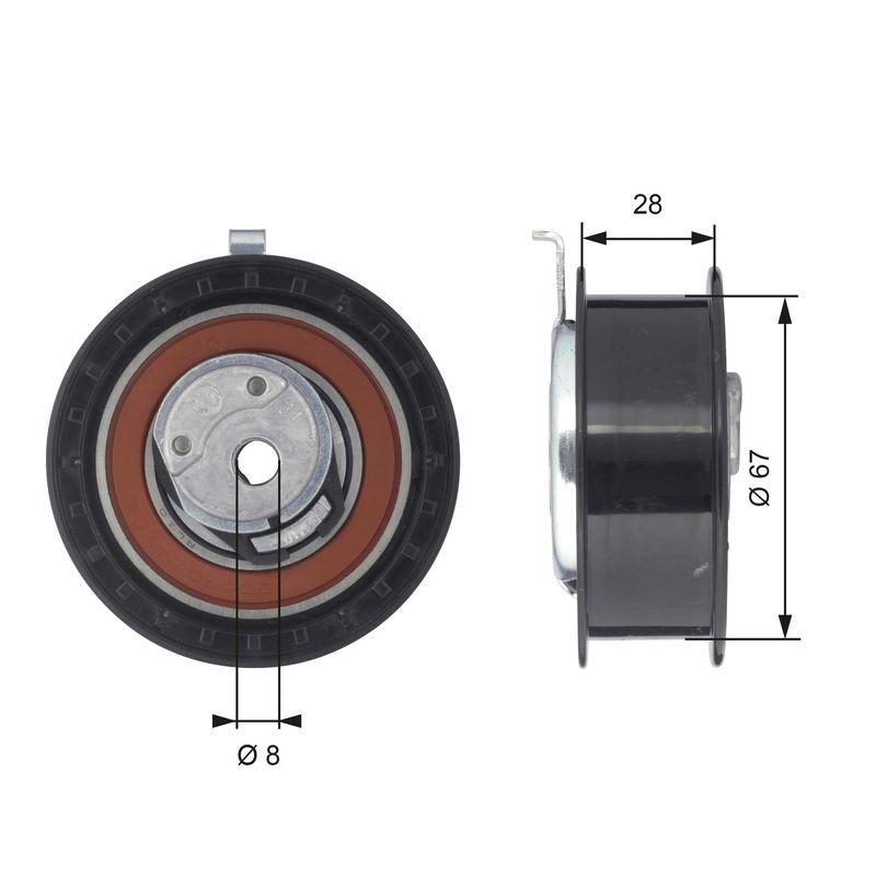 GATES Tensioner Pulley, timing belt PowerGrip®