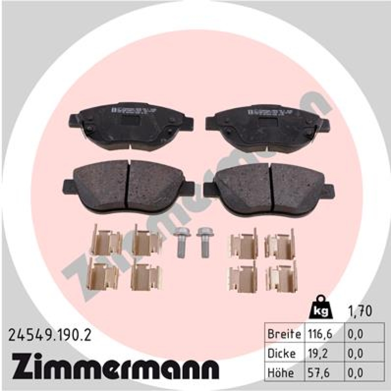 ZIMMERMANN Bremsbelagsatz, Scheibenbremse