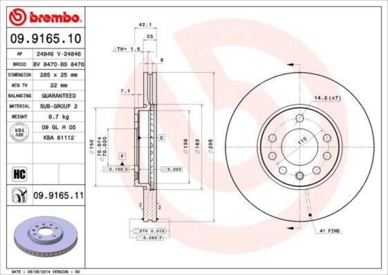 2x BREMBO Brake Disc PRIME LINE - UV Coated