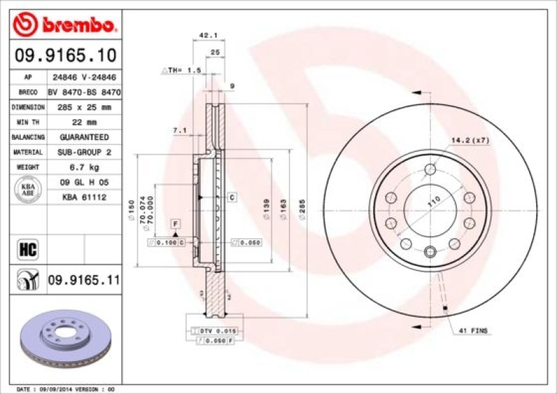 2x BREMBO Bremsscheibe PRIME LINE - UV Coated