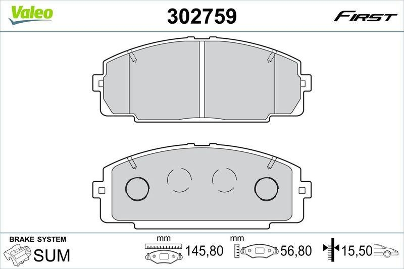 VALEO Bremsbelagsatz, Scheibenbremse FIRST 302759