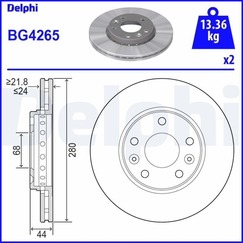 2x DELPHI Bremsscheibe