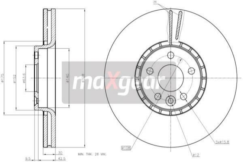 2x MAXGEAR Bremsscheibe