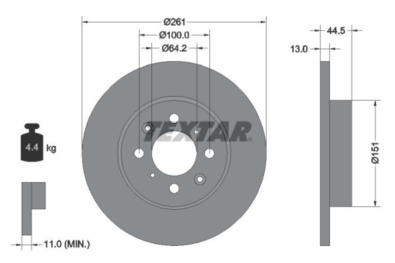 2x TEXTAR Bremsscheibe 92090100