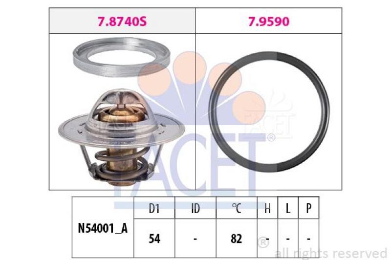 FACET Thermostat für Kühlmittel / Kühlerthermostat Made in Italy - OE Equivalent