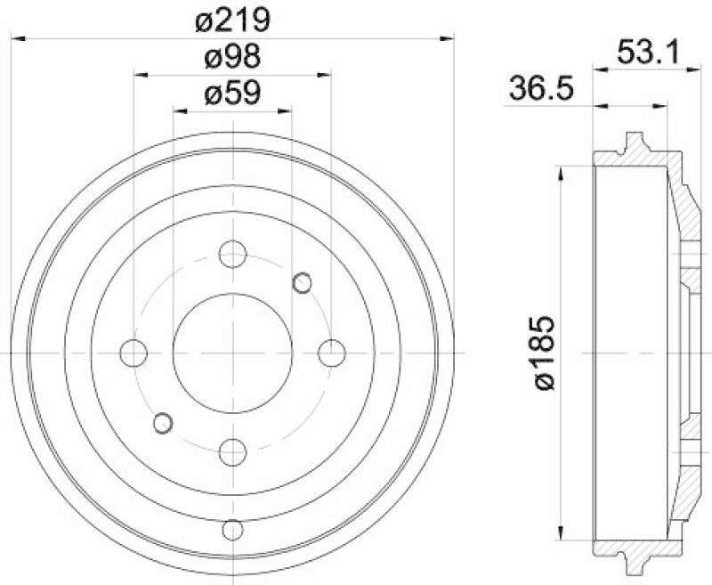 2x HELLA Brake Drum