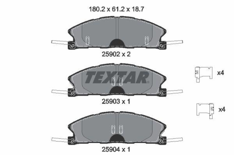 TEXTAR Bremsbelagsatz, Scheibenbremse 2590201