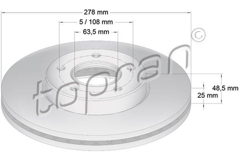 2x TOPRAN Bremsscheibe COATED