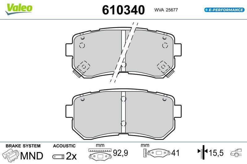 VALEO Bremsbelagsatz, Scheibenbremse E-PERFORMANCE 610340