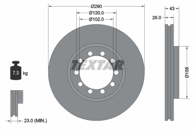 2x TEXTAR Bremsscheibe