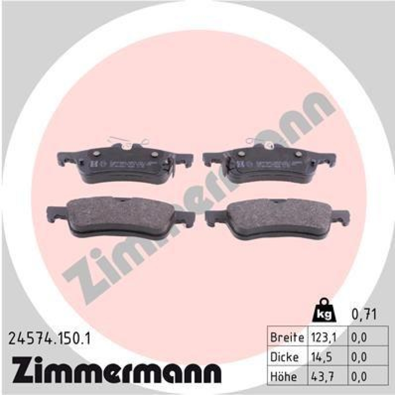 ZIMMERMANN Bremsbelagsatz, Scheibenbremse 24574.150.1