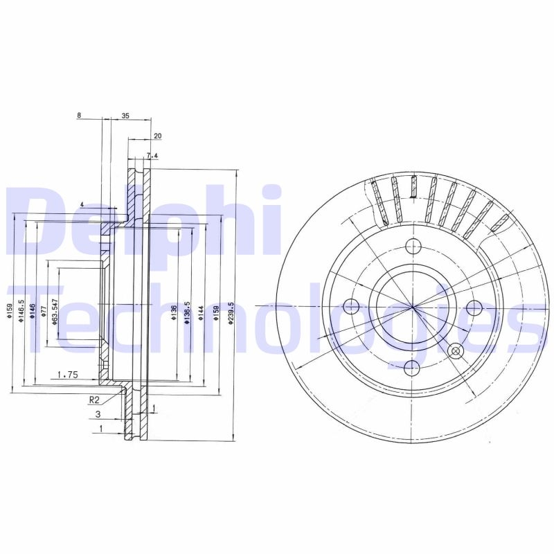 2x DELPHI Brake Disc