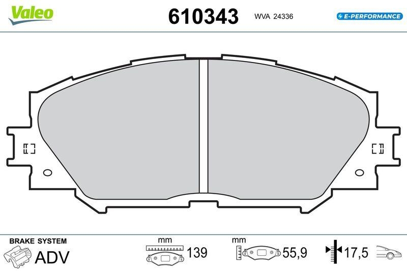 VALEO Bremsbelagsatz, Scheibenbremse E-PERFORMANCE 610343