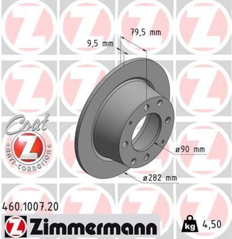 2x Zimmermann Bremsscheiben Coat Z Ø282mm Hinten passend für Porsche 2.0 1.7 1.8 460.1007.20