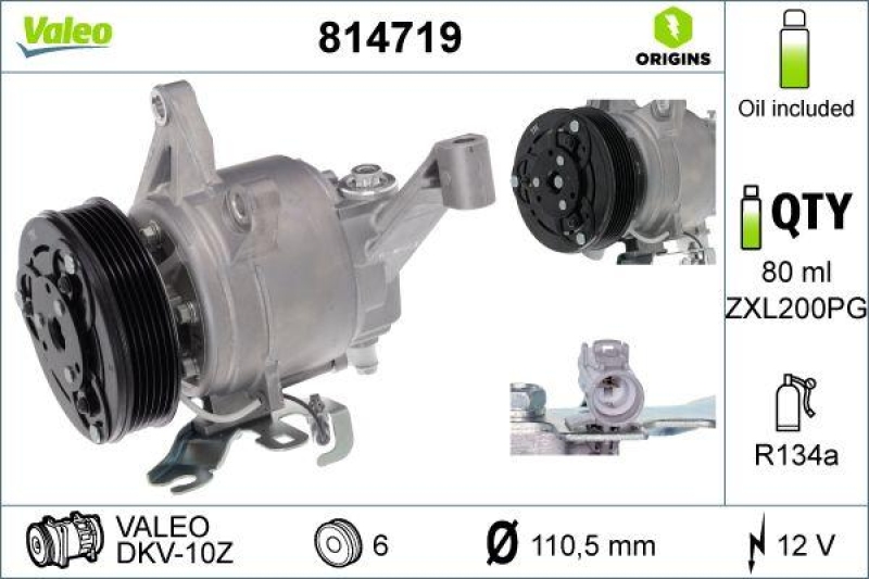 VALEO Kompressor, Klimaanlage VALEO ORIGINS NEW OE TECHNOLOGIE 814719