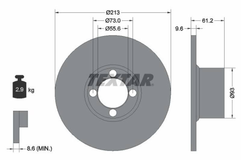 2x TEXTAR Brake Disc