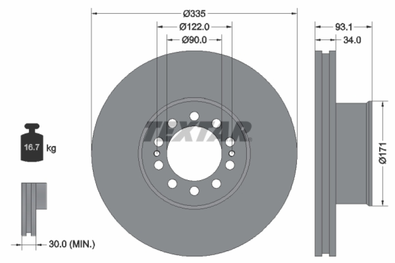 2x TEXTAR Bremsscheibe