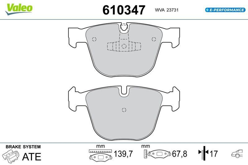 VALEO Bremsbelagsatz, Scheibenbremse E-PERFORMANCE 610347
