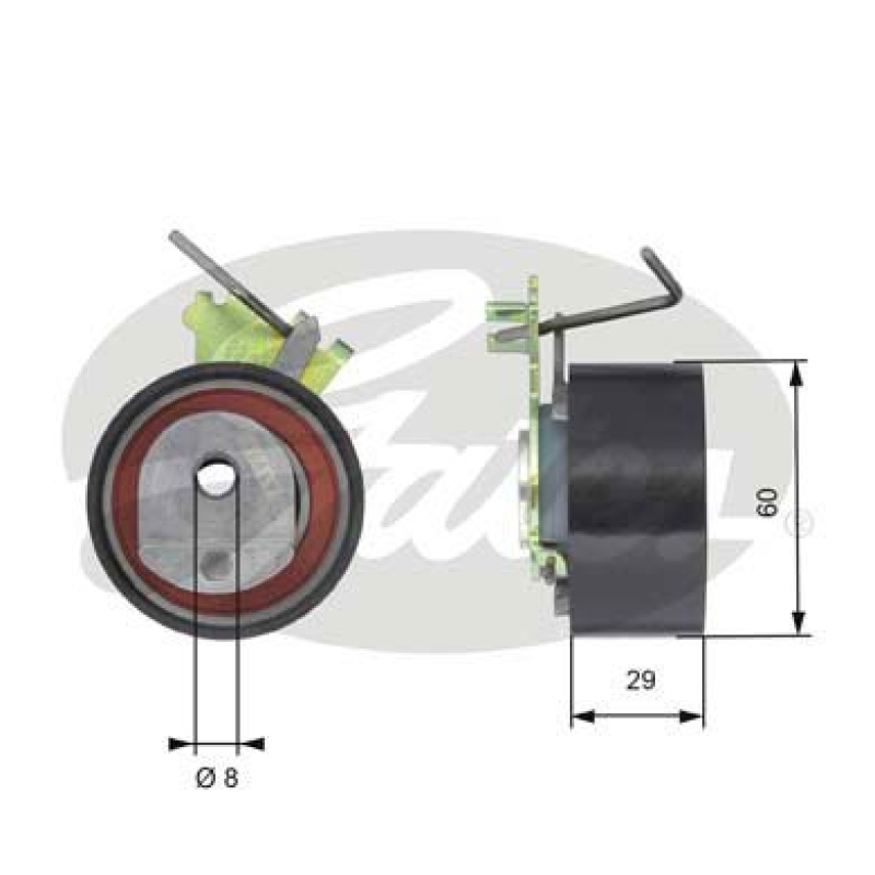 GATES Tensioner Pulley, timing belt PowerGrip®