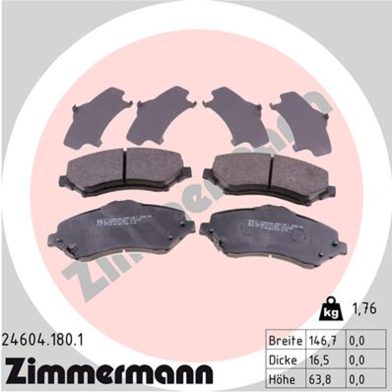 ZIMMERMANN Bremsbelagsatz, Scheibenbremse