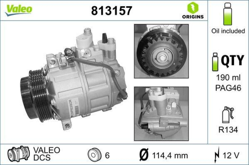 VALEO Kompressor, Klimaanlage VALEO ORIGINS NEW OE TECHNOLOGIE