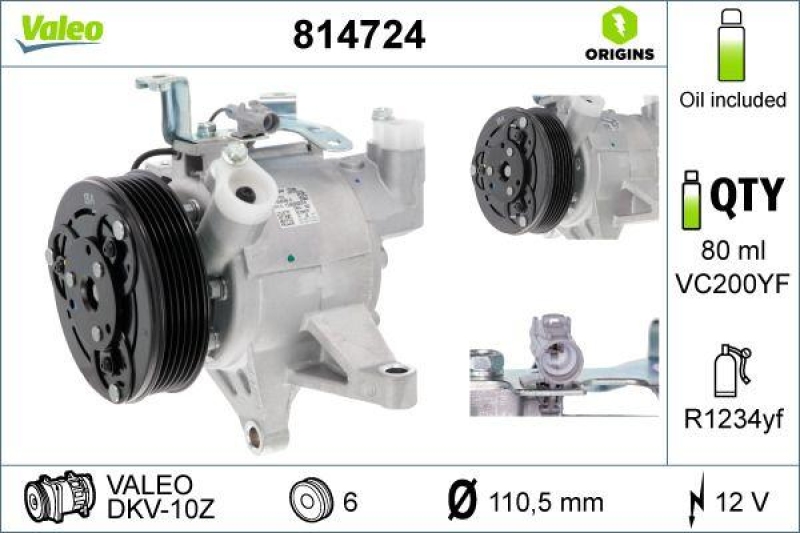 VALEO Kompressor, Klimaanlage VALEO ORIGINS NEW OE TECHNOLOGIE 814724